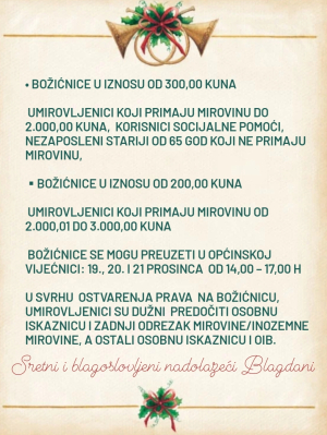 Božićnice umirovljenicima